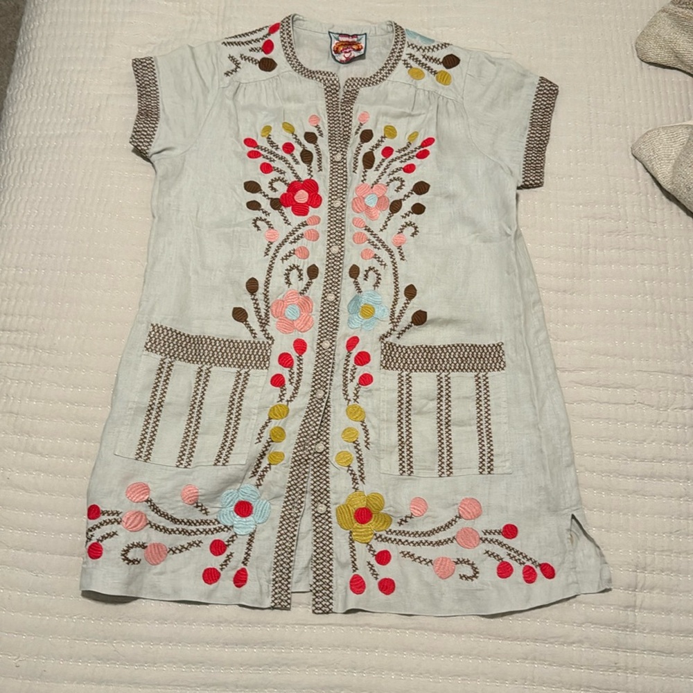 Johnny Was Linen button down dress. Size XL